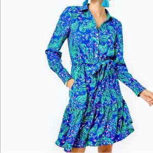 Lilly Pulitzer Size 14 Eilenne Eclipse Blue Serenade In The Shade Dress NWT